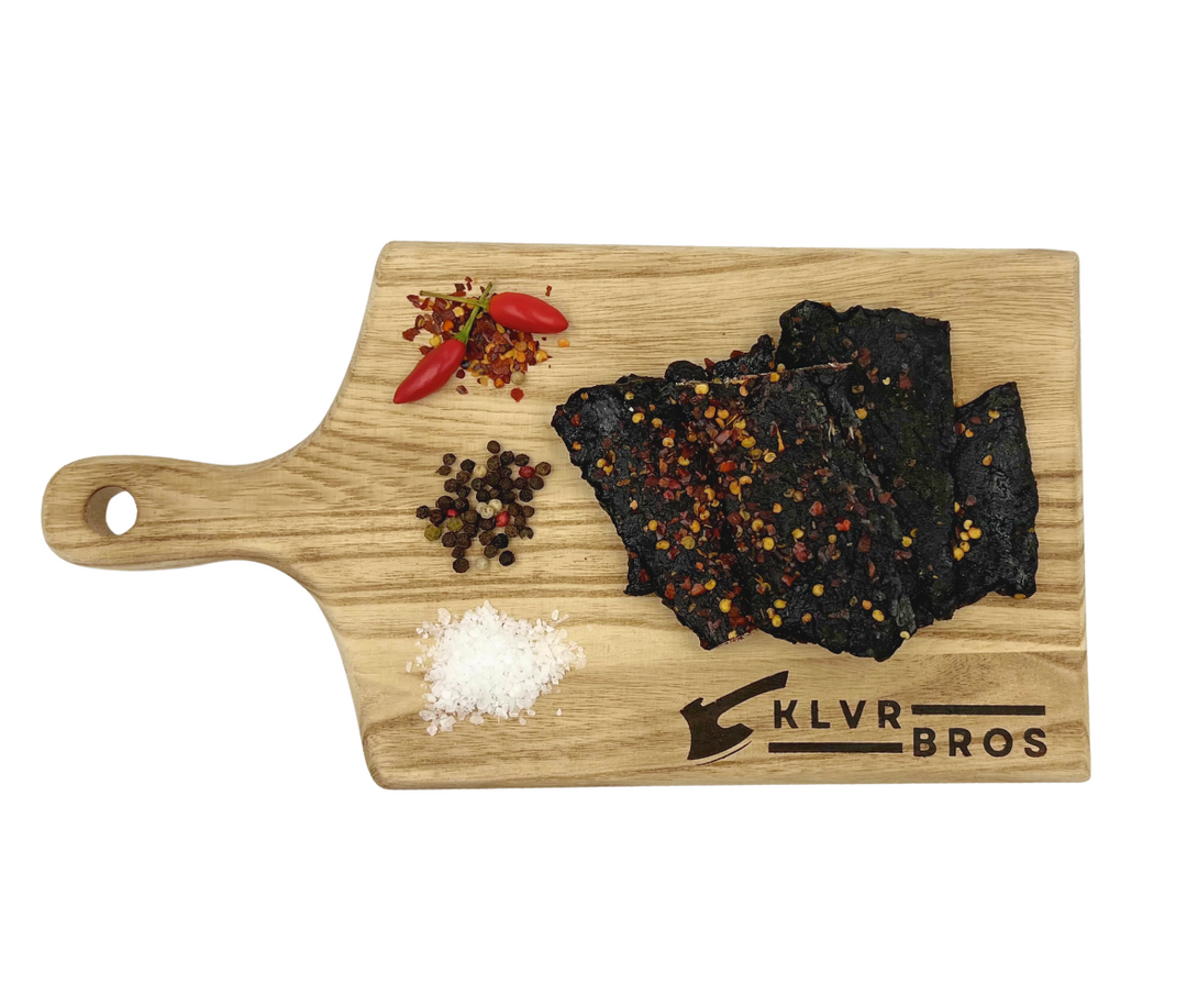 BBQ Chilli Jerky on wooden board