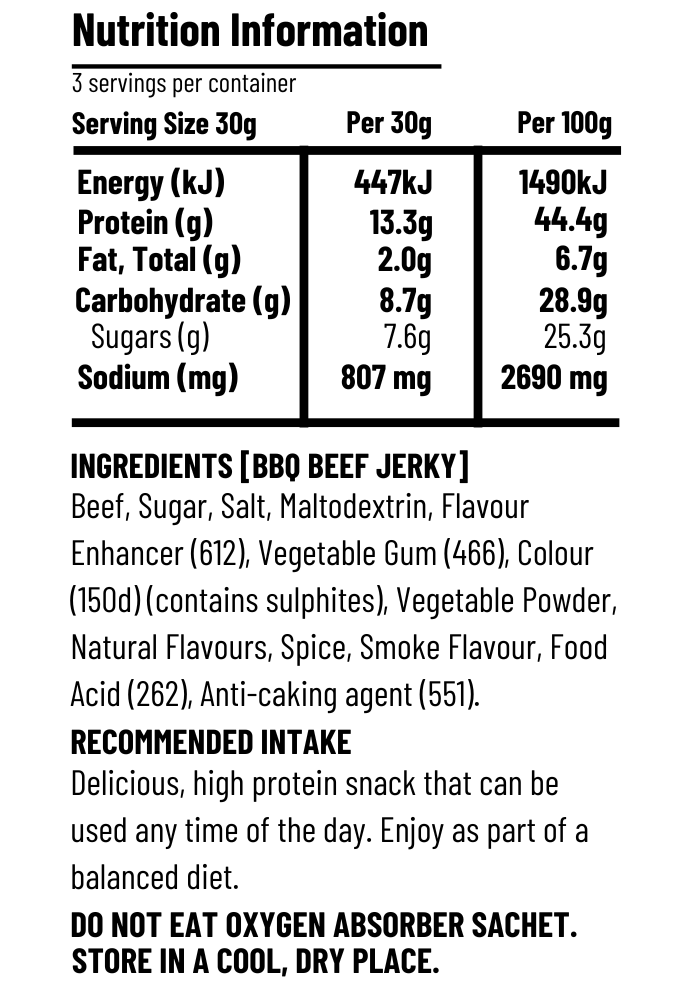 BBQ Beef Jerky Nutritional Information